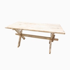 Pine Table with Patina in Rustic White, 1920s-UJE-688523