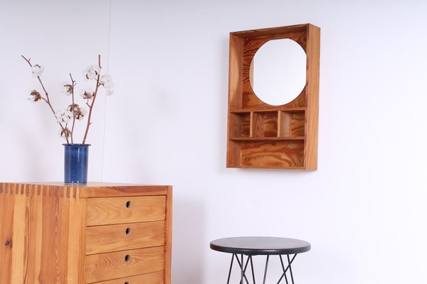 Pine Vanity Mirror Wall Console by Ate Van Apeldoorn for Houtwerk Hattem, 1960s-XT-1357494