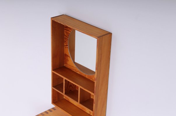 Pine Vanity Mirror Wall Console by Ate Van Apeldoorn for Houtwerk Hattem, 1960s-XT-1357494