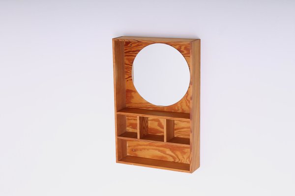 Pine Vanity Mirror Wall Console by Ate Van Apeldoorn for Houtwerk Hattem, 1960s-XT-1357494