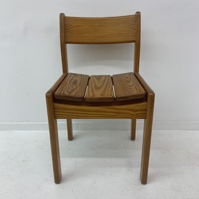 Pine Wood Dining Chairs, 1970s, Set of 6-BGP-1325282