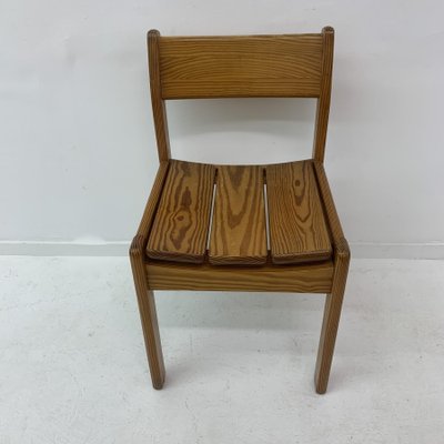 Pine Wood Dining Chairs, 1970s, Set of 6-BGP-1325282