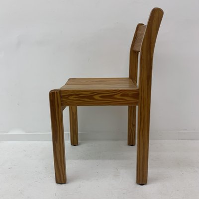 Pine Wood Dining Chairs, 1970s, Set of 6-BGP-1325282