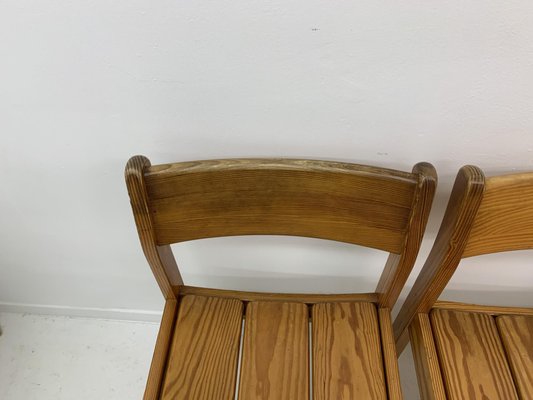 Pine Wood Dining Chairs, 1970s, Set of 6-BGP-1325282