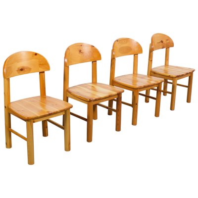 Pine Wood Dining Chairs by Rainer Daumiller, 1970s, Set of 4-QT-1263495