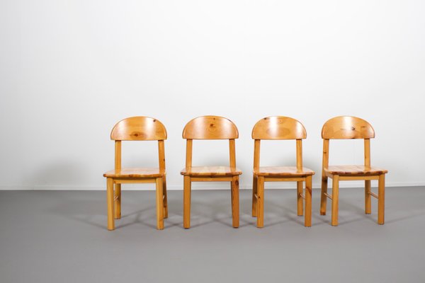 Pine Wood Dining Chairs by Rainer Daumiller, 1970s, Set of 4-QT-1263495