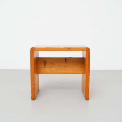 Pine Wood Stool by Charlotte Perriand for Les Arcs-WM-1364216