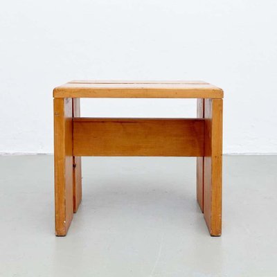 Pine Wood Stool by Charlotte Perriand for Les Arcs-WM-1287976