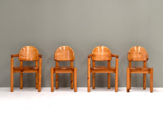 Pinewood Dining Chairs by Rainer Daumiller for Hirtshals, Denmark, 1970s, Set of 4-TE-1342476