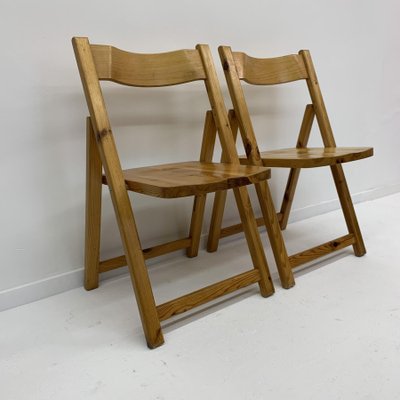 Pinewood Folding Chairs, 1970s, Set of 2-BGP-1029930