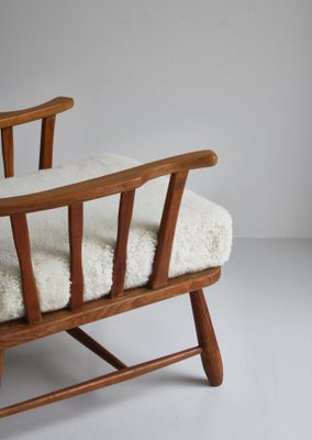 Pinewood & Sheepskin Lounge Chairs, Sweden, 1940s, Set of 2-WRF-1290106