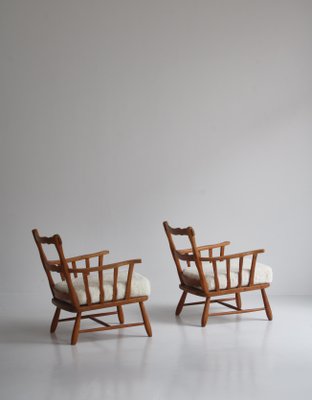 Pinewood & Sheepskin Lounge Chairs, Sweden, 1940s, Set of 2-WRF-1290106