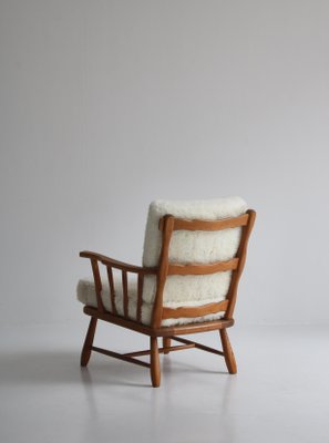 Pinewood & Sheepskin Lounge Chairs, Sweden, 1940s, Set of 2-WRF-1290106