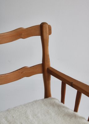 Pinewood & Sheepskin Lounge Chairs, Sweden, 1940s, Set of 2-WRF-1290106