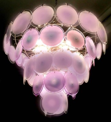 Pink Amethyst Murano Disc Chandelier, 1970s-MBH-1031909