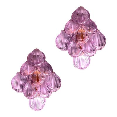 Pink Amethyst Shell Murano Glass Sconces, 1980, Set of 2-MBH-1743354