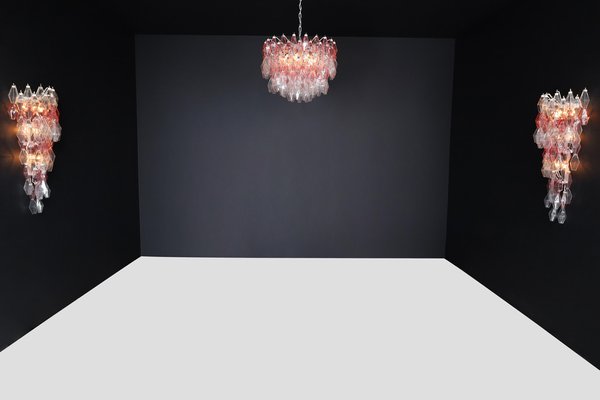 Pink and Clear Murano Glass Grand Chandelier by Carlo Scarpa, 1960s-TRW-1801530