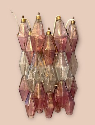 Pink and Clear Poliedri Sconces by Carlo Scarpa for Venini, 1980s, Set of 2-MBH-1732595