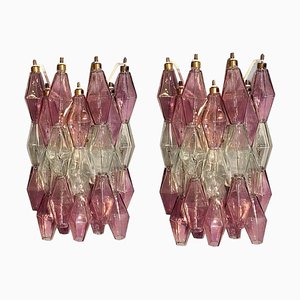 Pink and Clear Poliedri Sconces by Carlo Scarpa for Venini, 1980s, Set of 2-MBH-1732595