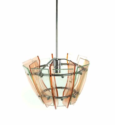 Pink and Green Chandelier, Italy, 1970s-ZCI-1379748