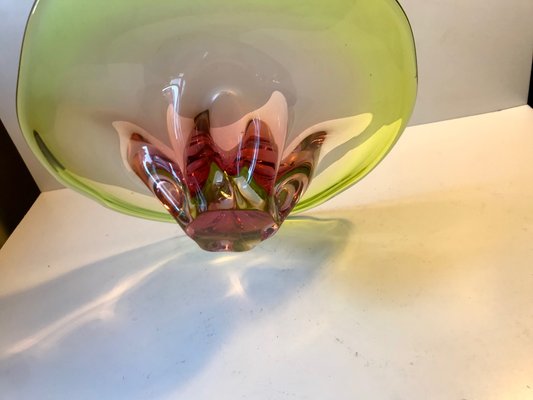 Pink and Green Murano Centerpiece Bowl by Archimede Seguso, 1950s-LCR-782553