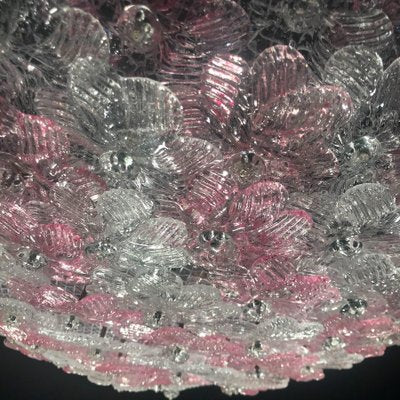 Pink and Ice Murano Glass Flowers Basket Ceiling Light by Barovier & Toso-MBH-1031833