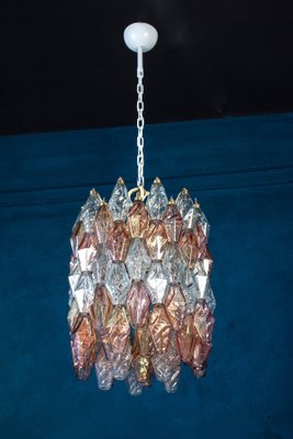 Pink and Light Blue Poliedri Chandeliers, 1970, Set of 2-MBH-1032460