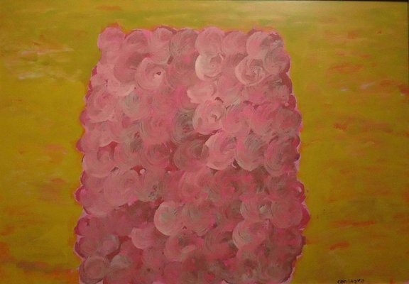 Pink and Yellow Composition - Original Tempera by P. Consagra - 1973 1973-ZCI-756379