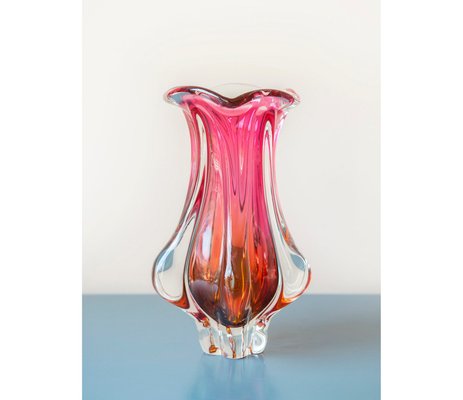 Pink Art Glass Vase by Josef Hospodka for Chribska Glassworks, 1960s-BJS-1985165