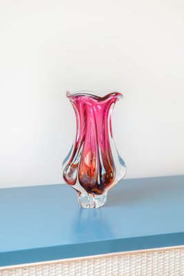 Pink Art Glass Vase by Josef Hospodka for Chribska Glassworks, 1960s-BJS-1985165