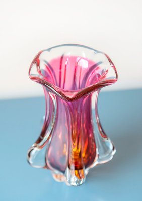 Pink Art Glass Vase by Josef Hospodka for Chribska Glassworks, 1960s-BJS-1985165