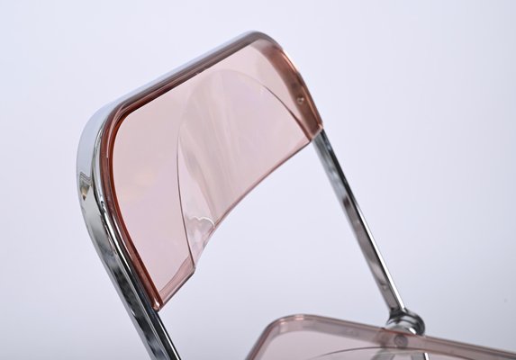 Pink Chrome Framed Chairs from Castelli, 1970s, Set of 8-JDR-1808342