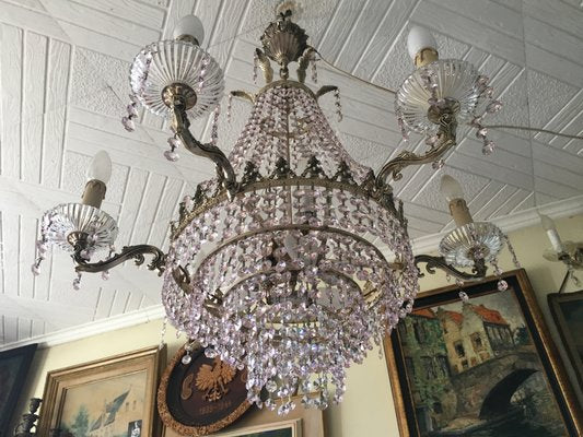 Pink Crystal Chandelier, 1960s-WQQ-560035