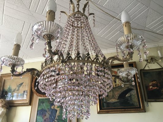 Pink Crystal Chandelier, 1960s-WQQ-560035