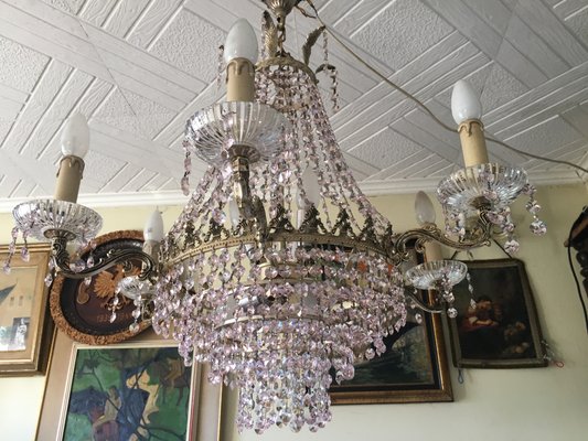 Pink Crystal Chandelier, 1960s-WQQ-560035