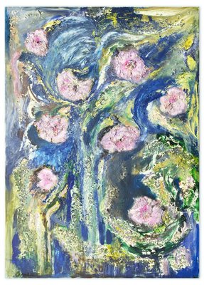 Pink Flowers - Original Oil on Canvas by Laura D'Andrea - 2010s 2010s-ZCI-760255