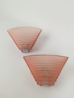 Pink Glass Pergamo 38 Wall Sconces by A. Mangiarotti for Artemide, 1980s, Set of 2-UIW-1419701