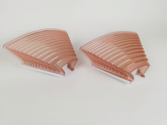 Pink Glass Pergamo 38 Wall Sconces by A. Mangiarotti for Artemide, 1980s, Set of 2-UIW-1419701