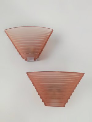 Pink Glass Pergamo 38 Wall Sconces by A. Mangiarotti for Artemide, 1980s, Set of 2-UIW-1419701