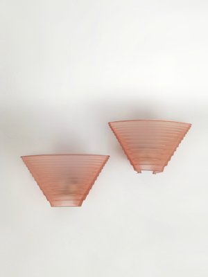 Pink Glass Pergamo 38 Wall Sconces by A. Mangiarotti for Artemide, 1980s, Set of 2-UIW-1419701