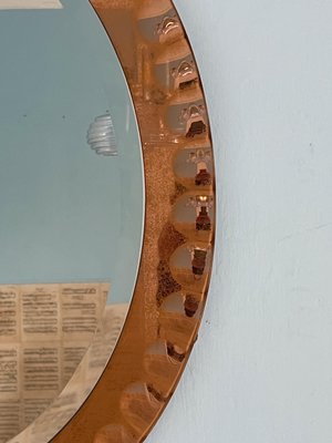 Pink Glass Wall Mirror from Cristal Art, 1960-UWS-2036565