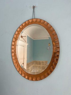 Pink Glass Wall Mirror from Cristal Art, 1960-UWS-2036565