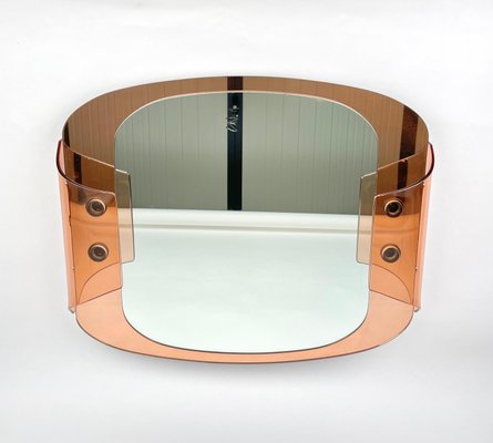 Pink Glass Wall Mirror from Veca, Italy, 1970s-LYQ-1171256