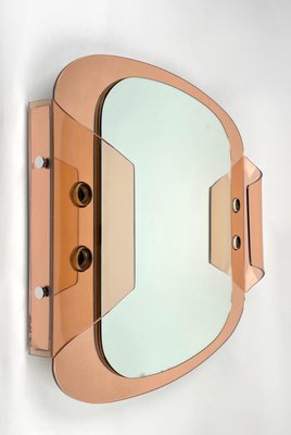 Pink Glass Wall Mirror from Veca, Italy, 1970s-LYQ-1171256