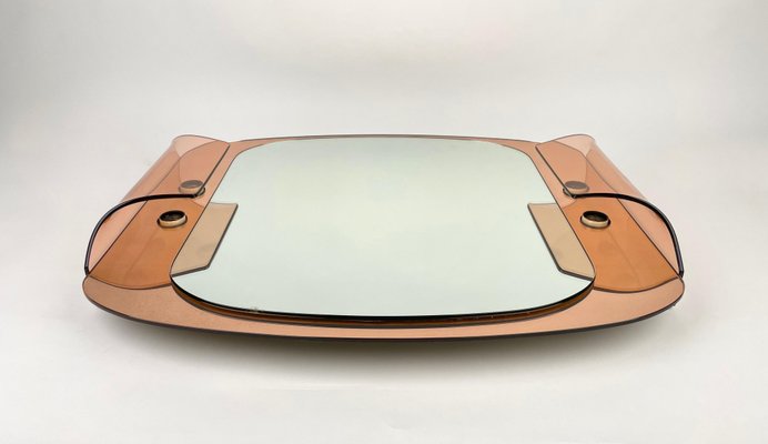 Pink Glass Wall Mirror from Veca, Italy, 1970s-LYQ-1171256