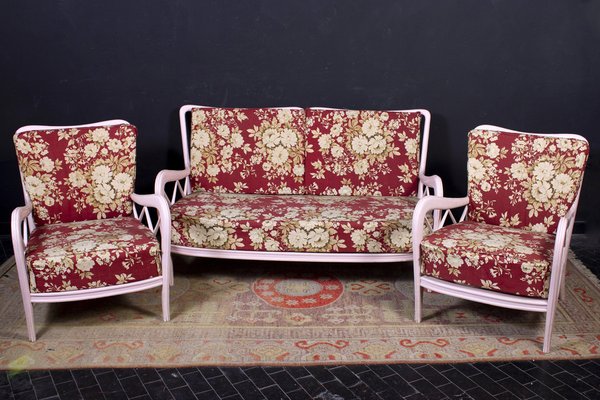 Pink Italian Armchairs and Sofa in Paolo Buffa Style, 1950s, Set of 3-MBH-1031860