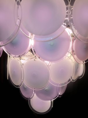 Pink Murano Glass Disc Chandeliers, Italy, 1970s, Set of 2-MBH-1032679