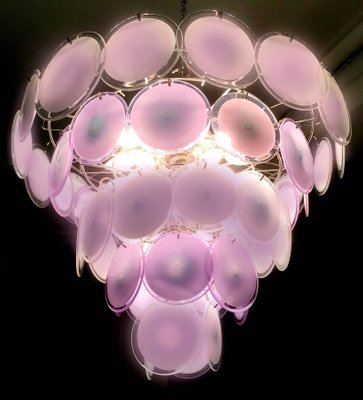 Pink Murano Glass Disc Chandeliers, Italy, 1970s, Set of 2-MBH-1032679