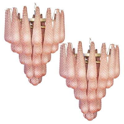 Pink Murano Glass Drop Chandeliers, 1980s, Set of 2-OVO-1704931