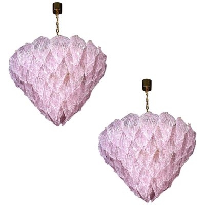 Pink Murano Glass Polar Chandeliers, Italy, 1970s, Set of 2-MBH-1032714